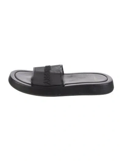 Pre-owned Burberry Mesh Embroidered Accent Slides In Black