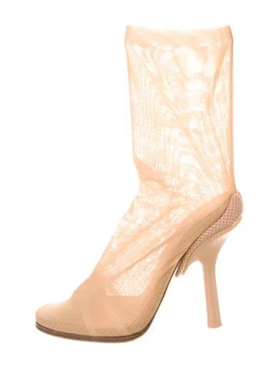 Pre-owned Burberry Mesh Printed Sock Boots In Neutral