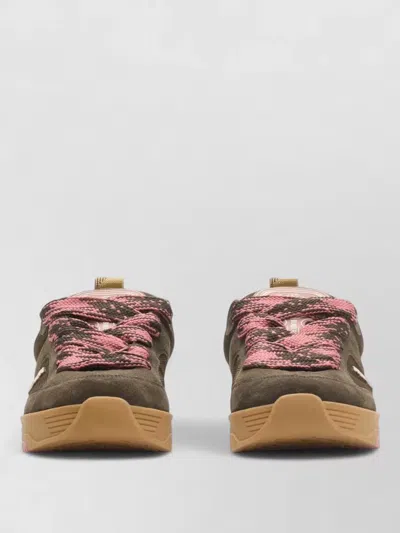 Burberry Mesh Suede Sneakers Contrast Rubber Sole In Brown