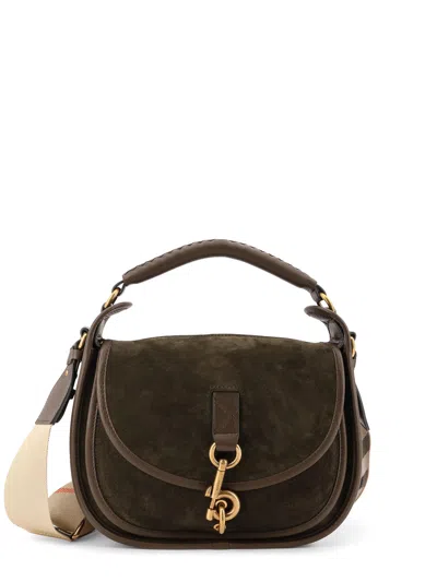 Burberry Clip Foldover-top Small Tote Bag In Brown