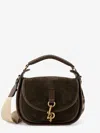 Burberry Messenger B Clip Suede Crossbody Bag In Brown