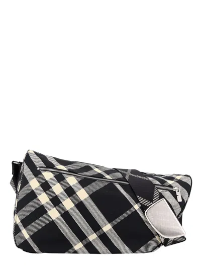 BURBERRY MESSENGER COTTON BLEND BAG WITH BURBERRY CHECK JACQUARD MOTIF