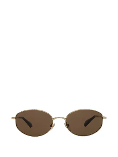 Burberry Metal Check Oval Sunglasses In Gold