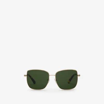 Burberry Metal Logo Square Sunglasses​ In Green