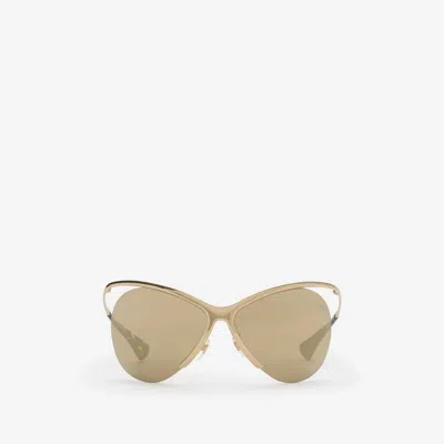 Burberry Metal Pilot Sunglasses In Gold