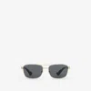 Burberry Metal Shield Rectangular Sunglasses​ In Gold