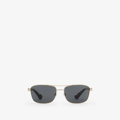 Burberry Metal Shield Rectangular Sunglasses​ In Gold