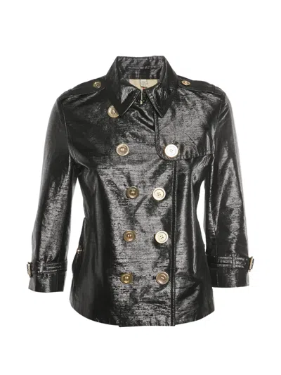 Pre-owned Burberry Metallic Double-breasted Jacket In Black