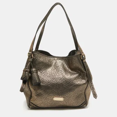 Pre-owned Burberry Metallic Leather Canterbury Tassel Tote
