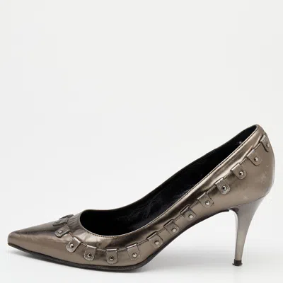 Pre-owned Burberry Metallic Leather Pointed Toe Pumps Size 39