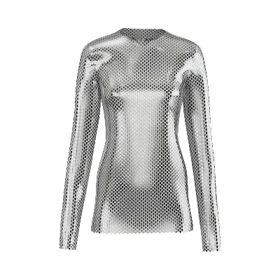 Pre-owned Burberry Metallic Paillette-embellished Mesh Top 'silver'