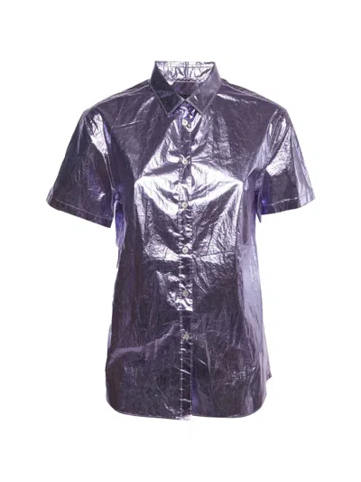 Pre-owned Burberry Metallic Short-sleeve Shirt In Purple