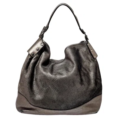Pre-owned Burberry Metallic Silver Leather Large Hobo