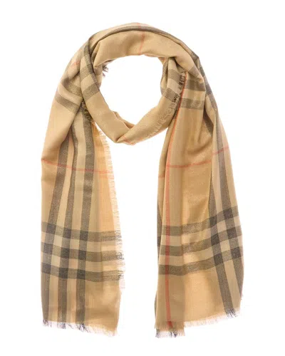 Burberry Metallic Wool & Silk-blend Scarf In Brown