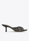 Burberry Khaki Check Linen Blend Mews High Mules