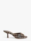 Burberry Khaki Check Linen Blend Mews High Mules In Brown
