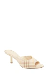 Burberry Beige Check Linen Mule Sandals With 6.5 Cm Heel Lf Mews 65 Chk 162393 In Teacup Ip Check