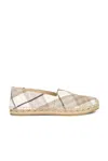 Burberry Mews Check Espadrille Flat In Cotton Ip Check