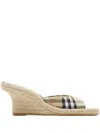 Burberry Checked Canvas-jacquard Espadrille Wedge Mules In Neutrals