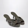 Burberry Khaki Check Linen Blend Mews High Mules