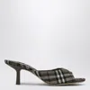 Burberry Khaki Check Linen Blend Mews High Mules In Brown