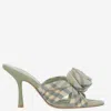 Burberry Fabric Embroidered Mews Mules With Knotted Detail In Green