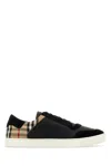 Burberry Men Black Leather And Fabric Sneakers