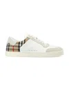Burberry Men Stevie Leather And Check Canvas Sneakers