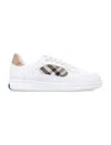 Burberry Low-top Leather Sneakers With Check Inserts In White