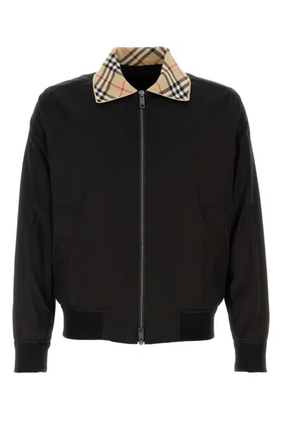 Burberry Men Black Regular Bomber Jacket In Multi