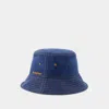 Burberry Mh Washed Denim Bucket Hat In Blue