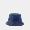 Burberry Mh Washed Denim Bucket Hat In Blue