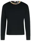 Burberry Crew Neck Knitwear With Distinctive Patterned Collar