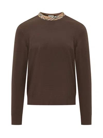 Burberry Michael Crewneck Knit Sweater In Brown