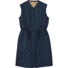 Burberry Micro Check-stitch Nylon Blend Gilet In Blue