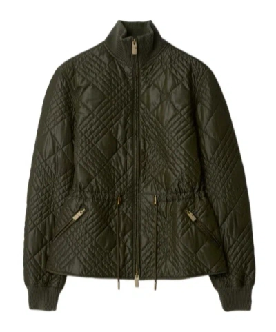 Burberry Micro Check-stitch Nylon Wakerley Jacket In Gold