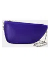 Burberry Leather Micro Shield Sling Bag With Chain Shoulder Strap In Blue