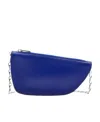 Burberry Leather Micro Shield Sling Bag With Chain Shoulder Strap In Blue