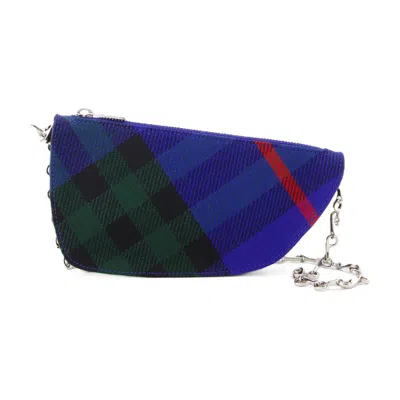 Burberry Micro Shield Wallet On Chain In Blue