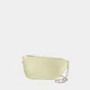 Burberry Pastel Green Leather Micro Shield Crossbody Bag In Beige
