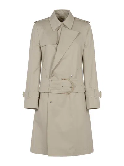 Burberry Mid-length Belted Trench Coat In Beige