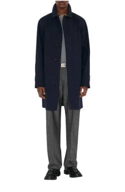 Burberry Mid-length Bonded Gabardine Car Coat In Blue