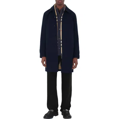 Burberry Mid-length Camden Heritage Car Coat In Blue