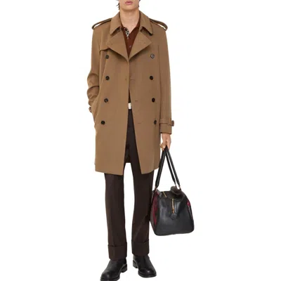 Burberry Mid-length Cashmere Trench Coat In Brown