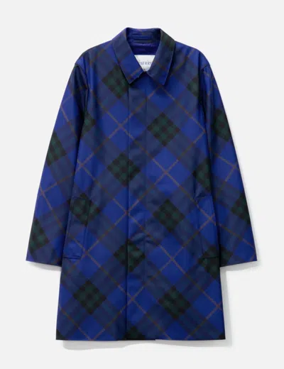 Burberry Mid-length Check Car Coat In Blue
