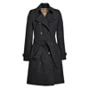 Burberry Waterloo Heritage Double-breasted Trench Coat In Black