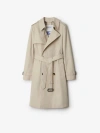 Burberry Mid-length Cotton Blend Trench Coat In Taupe