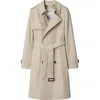 Burberry Mid-length Cotton Blend Trench Coat In Taupe