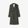 Burberry Mid-length Gabardine Trench Coat In Green