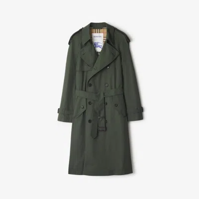 Burberry Mid-length Gabardine Trench Coat In Green